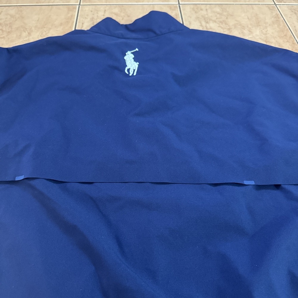 Polo Golf Ralph Lauren Mens Sz L Blue Bi-Swing Packable Windbreaker Jacket Logo - Picture 12 of 12